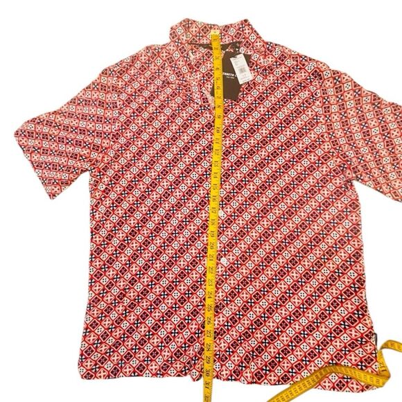 NWT Kenneth Cole Red and Blue Soft Short Sleeve Button Front Shirt  Size Large - Picture 4 of 10